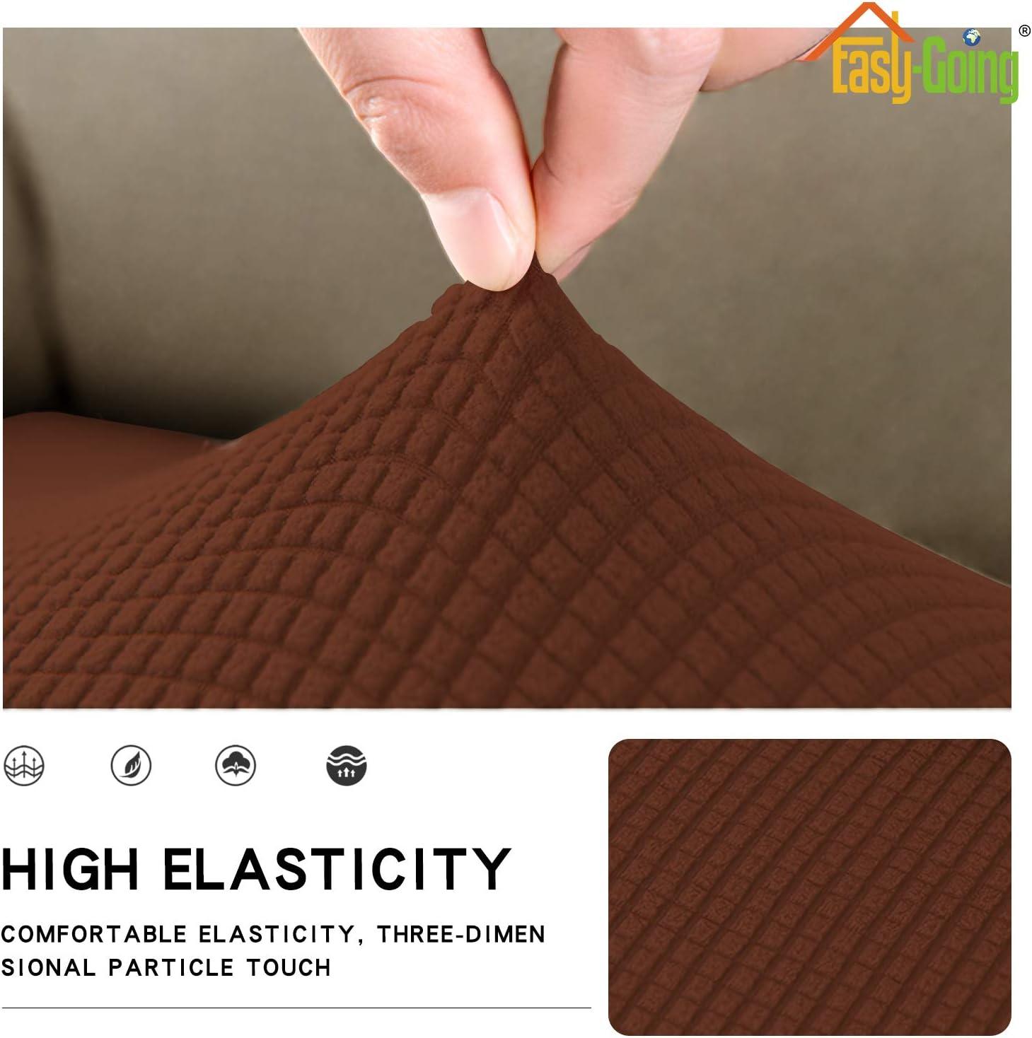image:imageEasyGoing Stretch 4 Pieces Couch Cushion Covers for Sectional Sofa LeftRight L Shape Chaise Lounge Sofa Seat slipcover AntiSlip Sofa Cover Soft 3 Seater 1 Chaise Dark GrayCoffee
