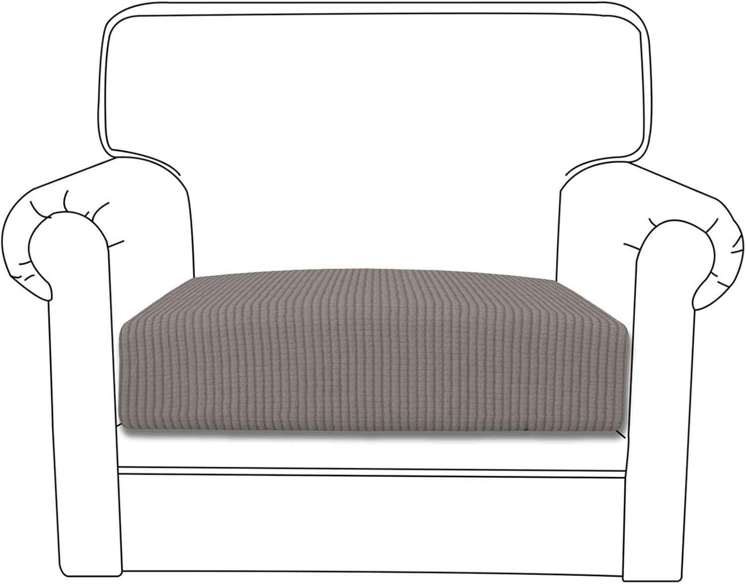 image:imageEasyGoing Stretch 4 Pieces Couch Cushion Covers for Sectional Sofa LeftRight L Shape Chaise Lounge Sofa Seat slipcover AntiSlip Sofa Cover Soft 3 Seater 1 Chaise Dark GrayTaupe