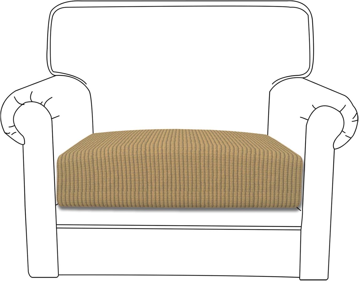 image:imageEasyGoing Stretch 4 Pieces Couch Cushion Covers for Sectional Sofa LeftRight L Shape Chaise Lounge Sofa Seat slipcover AntiSlip Sofa Cover Soft 3 Seater 1 Chaise Dark GrayGolden