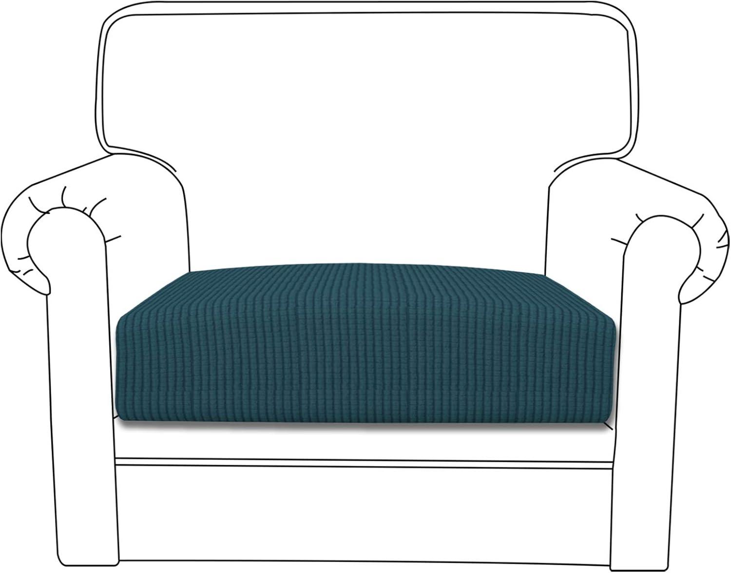 image:imageEasyGoing Stretch 4 Pieces Couch Cushion Covers for Sectional Sofa LeftRight L Shape Chaise Lounge Sofa Seat slipcover AntiSlip Sofa Cover Soft 3 Seater 1 Chaise Dark GrayDeep Teal