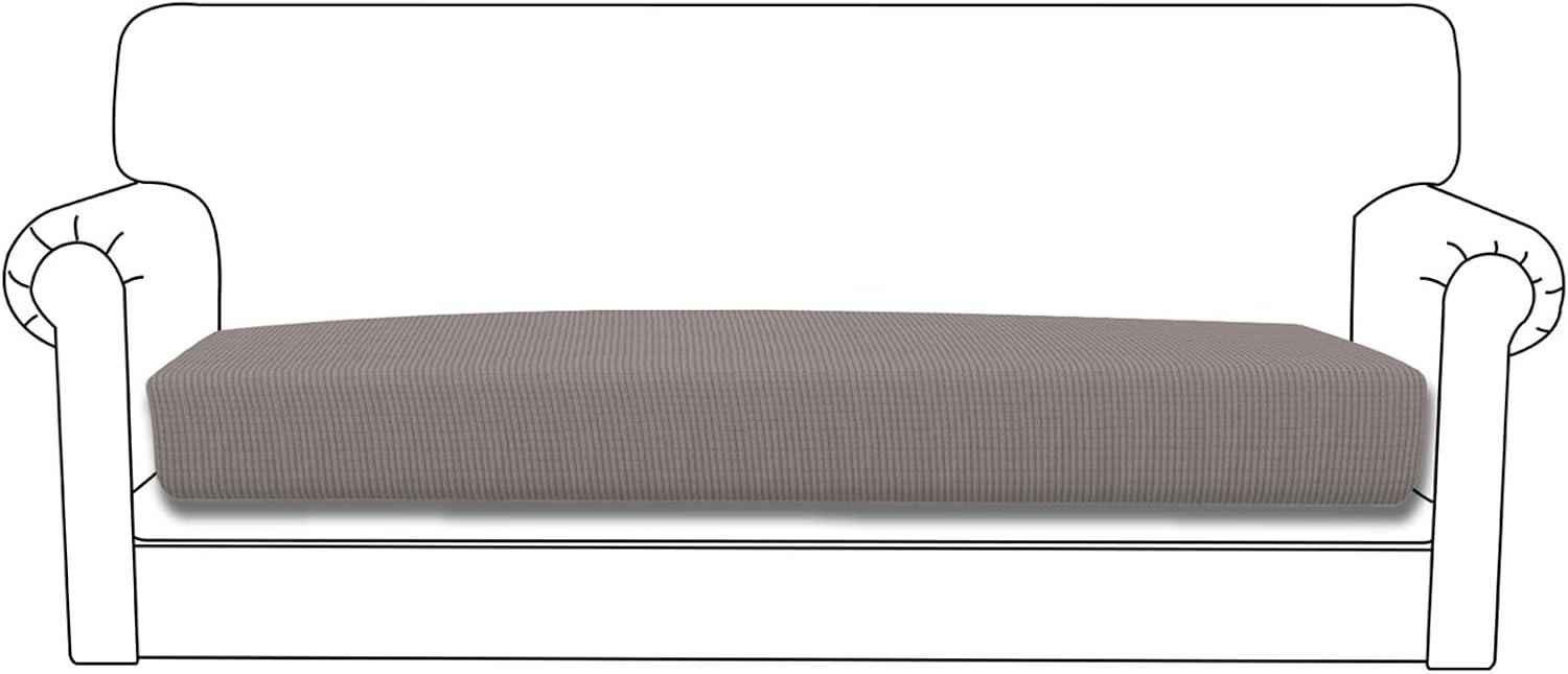 image:imageEasyGoing Stretch 4 Pieces Couch Cushion Covers for Sectional Sofa LeftRight L Shape Chaise Lounge Sofa Seat slipcover AntiSlip Sofa Cover Soft 3 Seater 1 Chaise Dark GrayTaupe