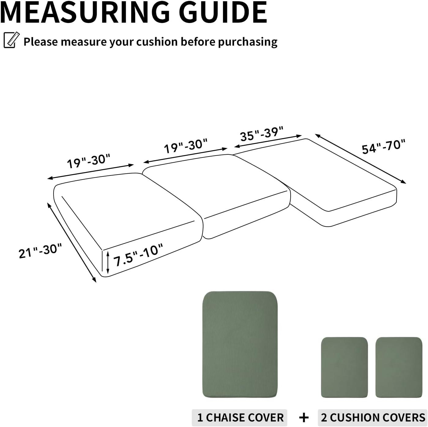 image:imageEasyGoing Stretch 4 Pieces Couch Cushion Covers for Sectional Sofa LeftRight L Shape Chaise Lounge Sofa Seat slipcover AntiSlip Sofa Cover Soft 3 Seater 1 Chaise Dark GrayGreyish Green