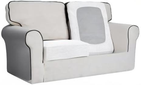 image:imageEasyGoing Stretch 4 Pieces Couch Cushion Covers for Sectional Sofa LeftRight L Shape Chaise Lounge Sofa Seat slipcover AntiSlip Sofa Cover Soft 3 Seater 1 Chaise Dark GraySnow White