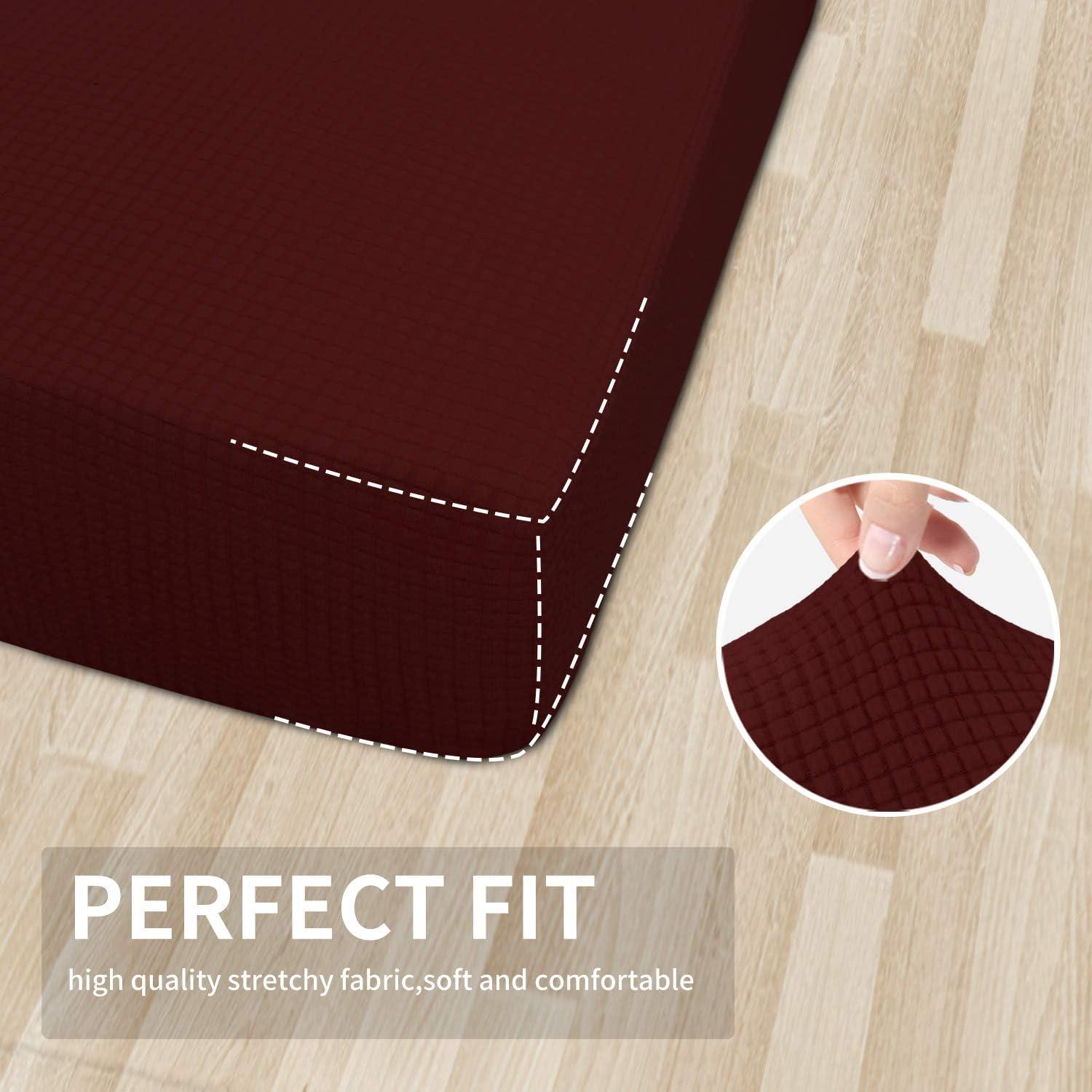 image:imageEasyGoing Stretch 4 Pieces Couch Cushion Covers for Sectional Sofa LeftRight L Shape Chaise Lounge Sofa Seat slipcover AntiSlip Sofa Cover Soft 3 Seater 1 Chaise Dark GrayWine