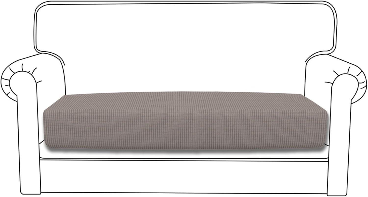 image:imageEasyGoing Stretch 4 Pieces Couch Cushion Covers for Sectional Sofa LeftRight L Shape Chaise Lounge Sofa Seat slipcover AntiSlip Sofa Cover Soft 3 Seater 1 Chaise Dark GrayTaupe