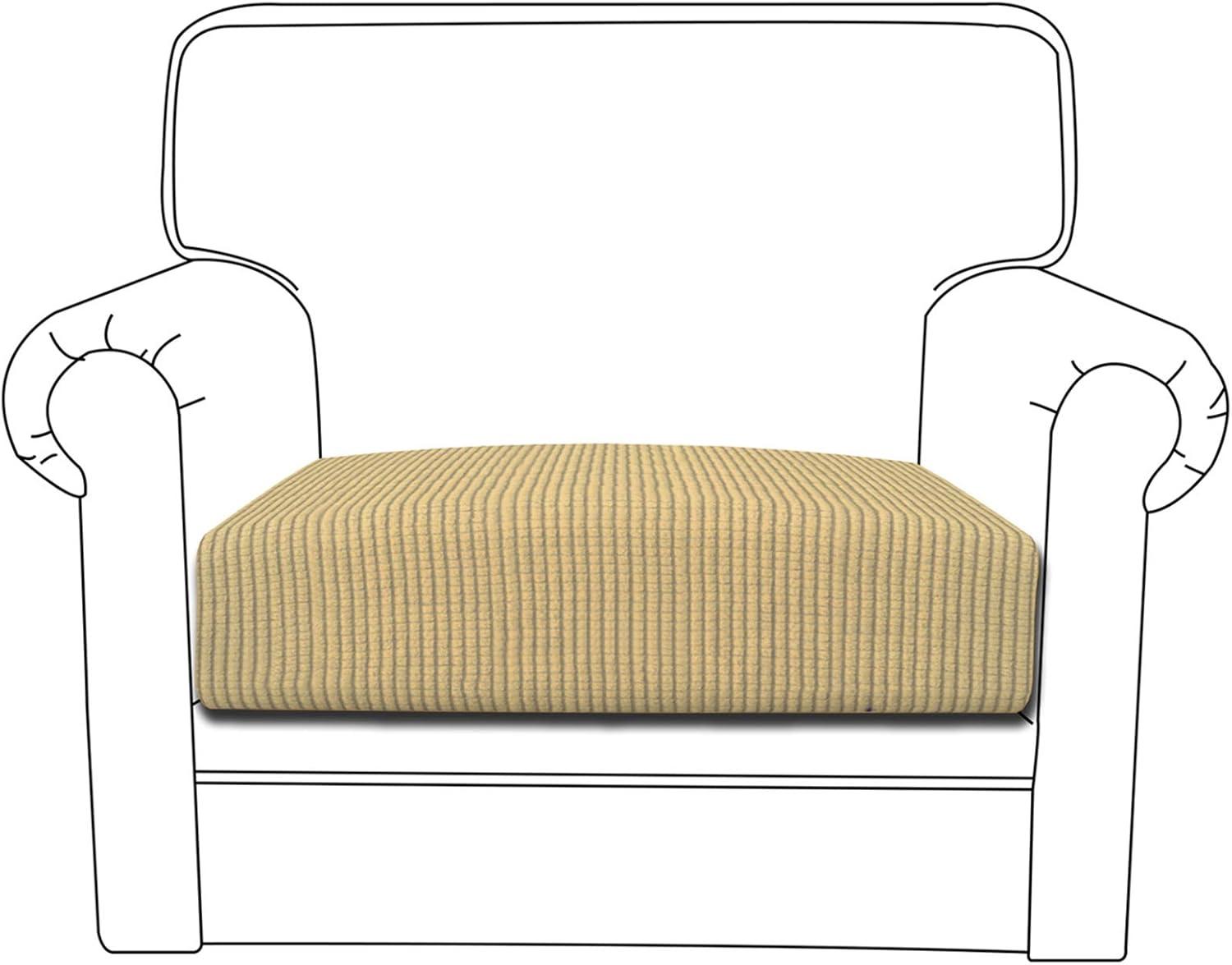 image:imageEasyGoing Stretch 4 Pieces Couch Cushion Covers for Sectional Sofa LeftRight L Shape Chaise Lounge Sofa Seat slipcover AntiSlip Sofa Cover Soft 3 Seater 1 Chaise Dark GrayBeige