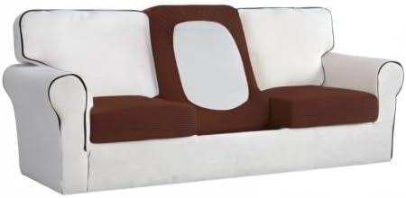 image:imageEasyGoing Stretch 4 Pieces Couch Cushion Covers for Sectional Sofa LeftRight L Shape Chaise Lounge Sofa Seat slipcover AntiSlip Sofa Cover Soft 3 Seater 1 Chaise Dark GrayCoffee
