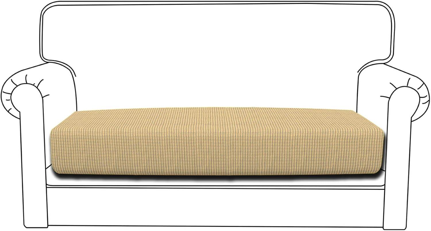 image:imageEasyGoing Stretch 4 Pieces Couch Cushion Covers for Sectional Sofa LeftRight L Shape Chaise Lounge Sofa Seat slipcover AntiSlip Sofa Cover Soft 3 Seater 1 Chaise Dark GrayBeige