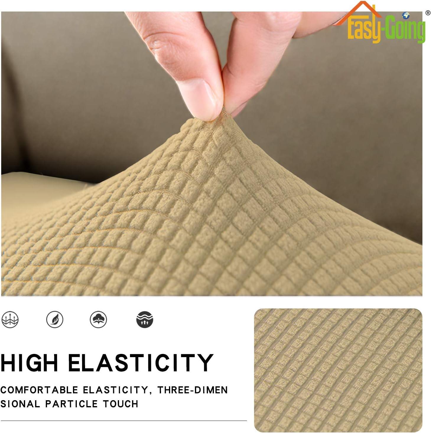 image:imageEasyGoing Stretch 4 Pieces Couch Cushion Covers for Sectional Sofa LeftRight L Shape Chaise Lounge Sofa Seat slipcover AntiSlip Sofa Cover Soft 3 Seater 1 Chaise Dark GrayBeige