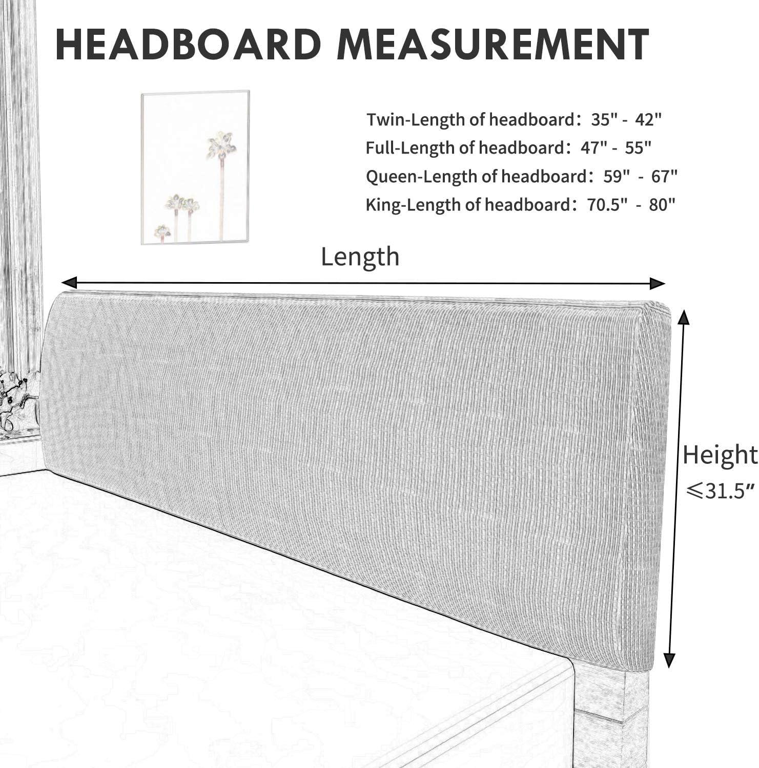 image:imageEasyGoing Stretch Bed Headboard Slipcover Small Square Jacquard Furniture Cover Dustproof Protector Cover for Bedroom Decor Queen CreamWine