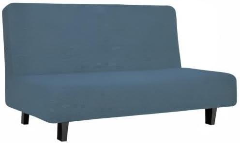 image:imageEasyGoing Stretch Futon Slipcover Armless Futon Bed Cover Furniture Protector Without Armrests with Elastic Bottom for Kids Soft Jacquard Fabric Small Checks Large Dark GrayBluestone