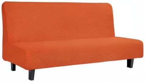 image:imageEasyGoing Stretch Futon Slipcover Armless Futon Bed Cover Furniture Protector Without Armrests with Elastic Bottom for Kids Soft Jacquard Fabric Small Checks Large Dark GrayOrange