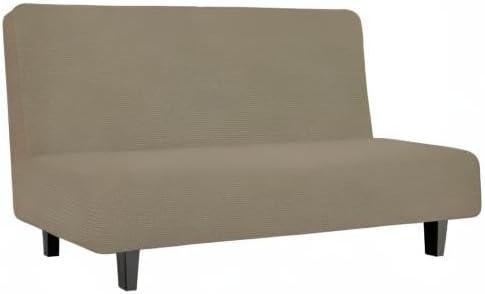 image:imageEasyGoing Stretch Futon Slipcover Armless Futon Bed Cover Furniture Protector Without Armrests with Elastic Bottom for Kids Soft Jacquard Fabric Small Checks Large Dark GrayNatural