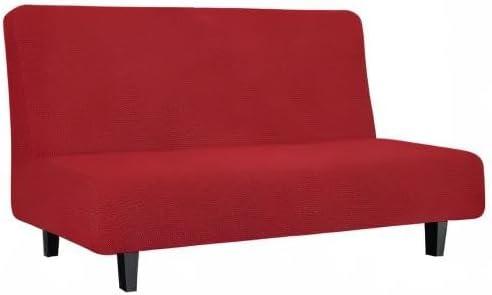 image:imageEasyGoing Stretch Futon Slipcover Armless Futon Bed Cover Furniture Protector Without Armrests with Elastic Bottom for Kids Soft Jacquard Fabric Small Checks Large Dark GrayChristmas Red