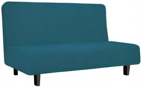 image:imageEasyGoing Stretch Futon Slipcover Armless Futon Bed Cover Furniture Protector Without Armrests with Elastic Bottom for Kids Soft Jacquard Fabric Small Checks Large Dark GrayPeacock Blue