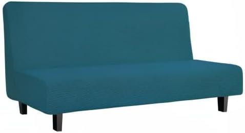 image:imageEasyGoing Stretch Futon Slipcover Armless Futon Bed Cover Furniture Protector Without Armrests with Elastic Bottom for Kids Soft Jacquard Fabric Small Checks Large Dark GrayPeacock Blue