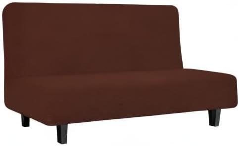 image:imageEasyGoing Stretch Futon Slipcover Armless Futon Bed Cover Furniture Protector Without Armrests with Elastic Bottom for Kids Soft Jacquard Fabric Small Checks Large Dark GrayCoffee