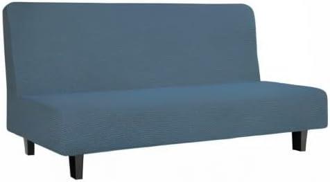 image:imageEasyGoing Stretch Futon Slipcover Armless Futon Bed Cover Furniture Protector Without Armrests with Elastic Bottom for Kids Soft Jacquard Fabric Small Checks Large Dark GrayBluestone