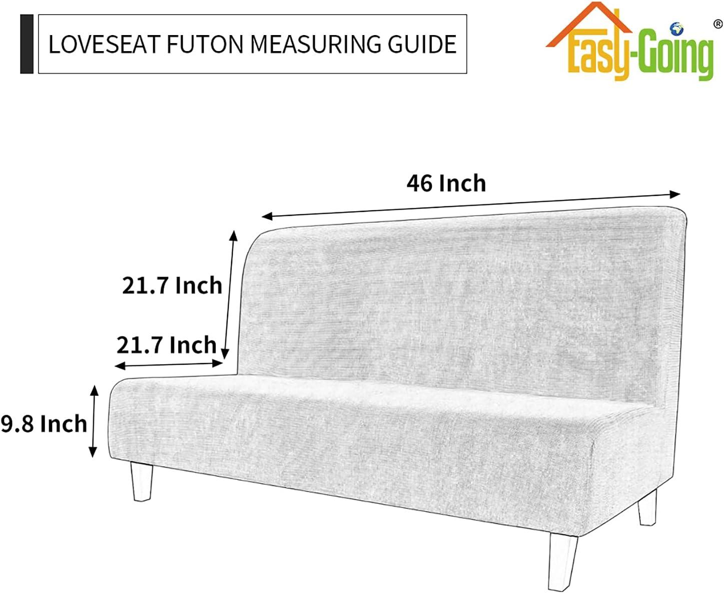 image:imageEasyGoing Stretch Futon Slipcover Armless Futon Bed Cover Furniture Protector Without Armrests with Elastic Bottom for Kids Soft Jacquard Fabric Small Checks Large Dark GrayOlive Green