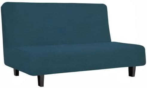 image:imageEasyGoing Stretch Futon Slipcover Armless Futon Bed Cover Furniture Protector Without Armrests with Elastic Bottom for Kids Soft Jacquard Fabric Small Checks Large Dark GrayDeep Teal