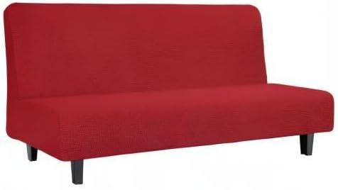 image:imageEasyGoing Stretch Futon Slipcover Armless Futon Bed Cover Furniture Protector Without Armrests with Elastic Bottom for Kids Soft Jacquard Fabric Small Checks Large Dark GrayChristmas Red