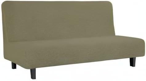image:imageEasyGoing Stretch Futon Slipcover Armless Futon Bed Cover Furniture Protector Without Armrests with Elastic Bottom for Kids Soft Jacquard Fabric Small Checks Large Dark GrayKhaki