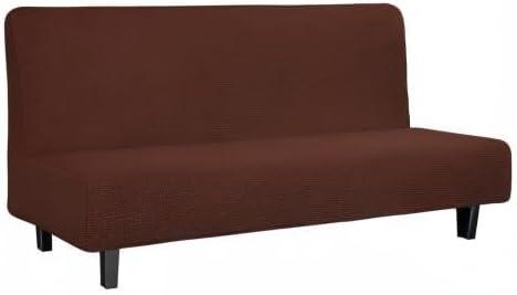 image:imageEasyGoing Stretch Futon Slipcover Armless Futon Bed Cover Furniture Protector Without Armrests with Elastic Bottom for Kids Soft Jacquard Fabric Small Checks Large Dark GrayCoffee