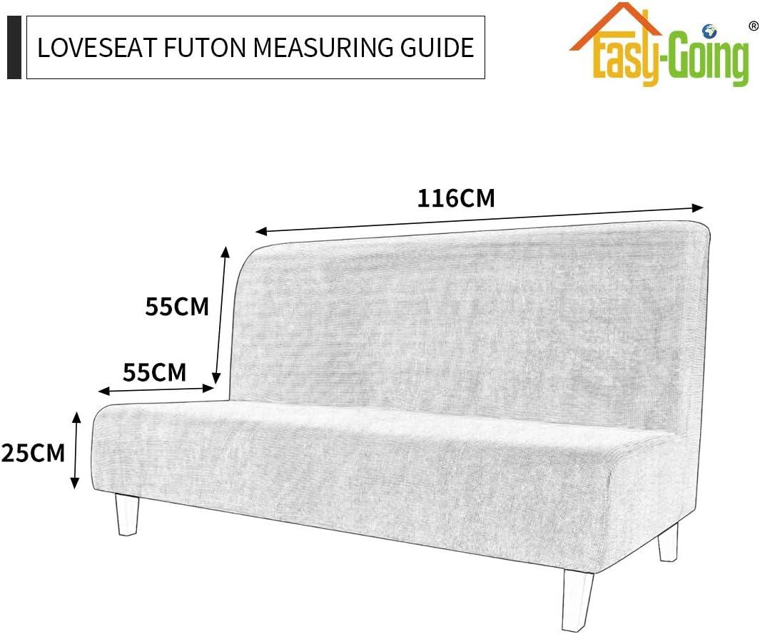 image:imageEasyGoing Stretch Futon Slipcover Armless Futon Bed Cover Furniture Protector Without Armrests with Elastic Bottom for Kids Soft Jacquard Fabric Small Checks Large Dark GrayDark Gray