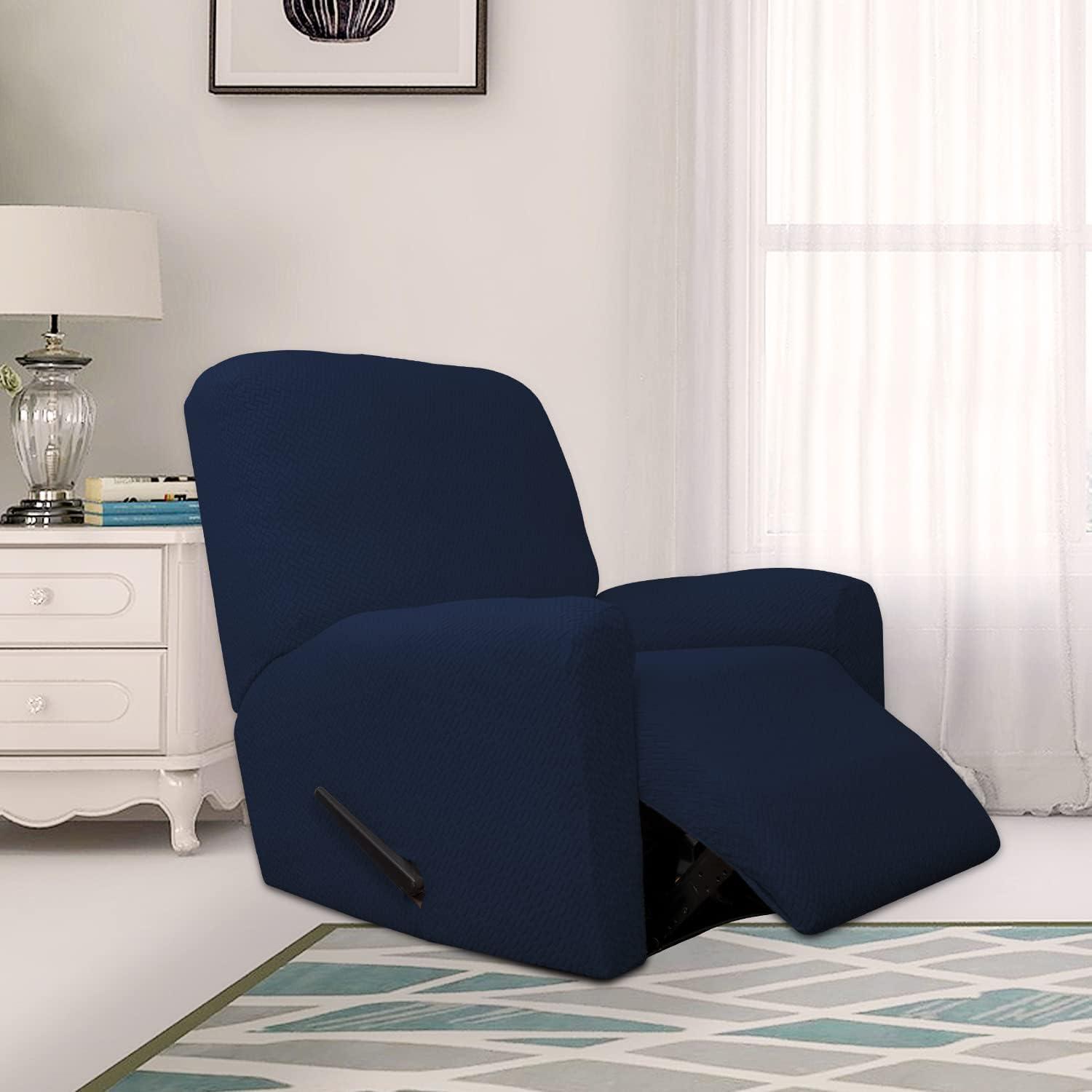 image:imageEasyGoing Stretch Jacquard Couch Cover 1Piece Soft Sofa Cover Sofa Slipcover with AntiSlip Foams Washable Furniture Protector for Kids Pets Sofa Dark GrayNavy Blue