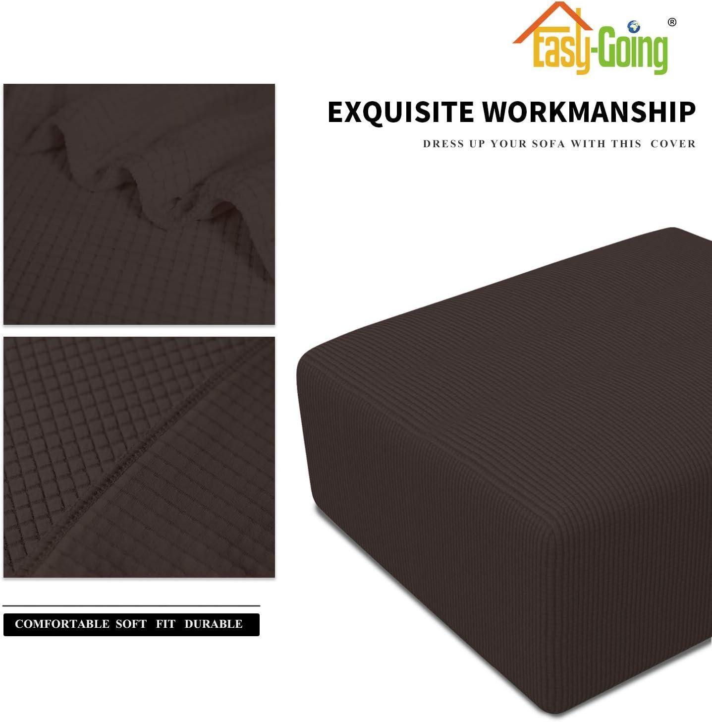 image:imageEasyGoing Stretch Ottoman Cover Length 2030in Folding Storage Stool Furniture Protector Soft Rectangle slipcover with Elastic BottomOttoman SmallDark GreyChocolate