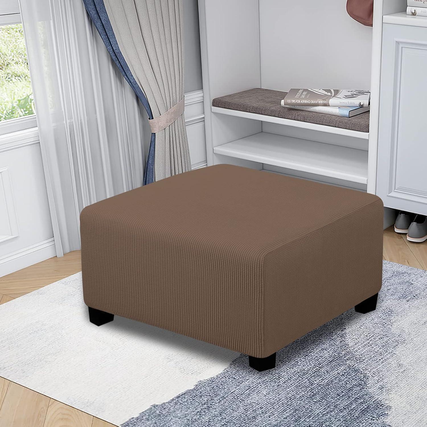 image:imageEasyGoing Stretch Ottoman Cover Length 2030in Folding Storage Stool Furniture Protector Soft Rectangle slipcover with Elastic BottomOttoman SmallDark GreyBrown