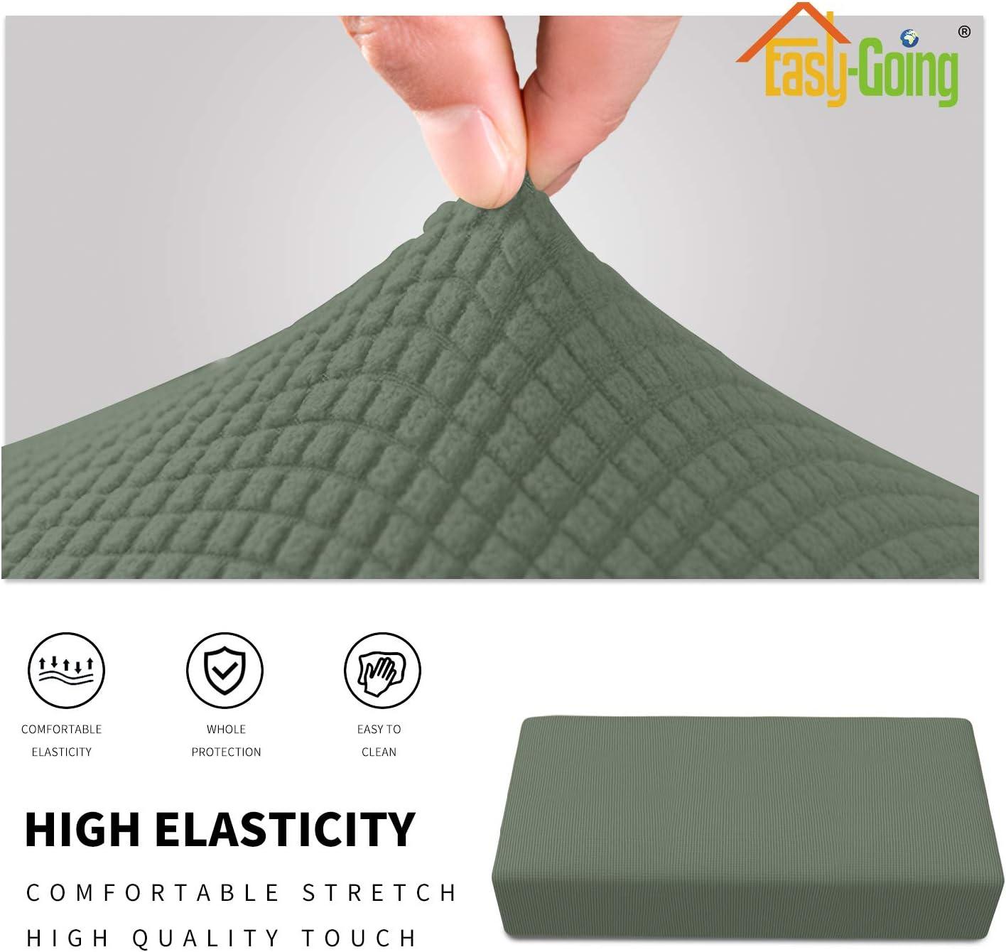 image:imageEasyGoing Stretch Ottoman Cover Length 2030in Folding Storage Stool Furniture Protector Soft Rectangle slipcover with Elastic BottomOttoman SmallDark GreyGreyish Green