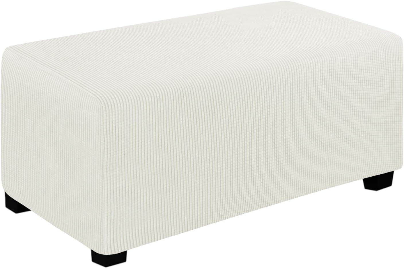 image:imageEasyGoing Stretch Ottoman Cover Length 2030in Folding Storage Stool Furniture Protector Soft Rectangle slipcover with Elastic BottomOttoman SmallDark GreyCream