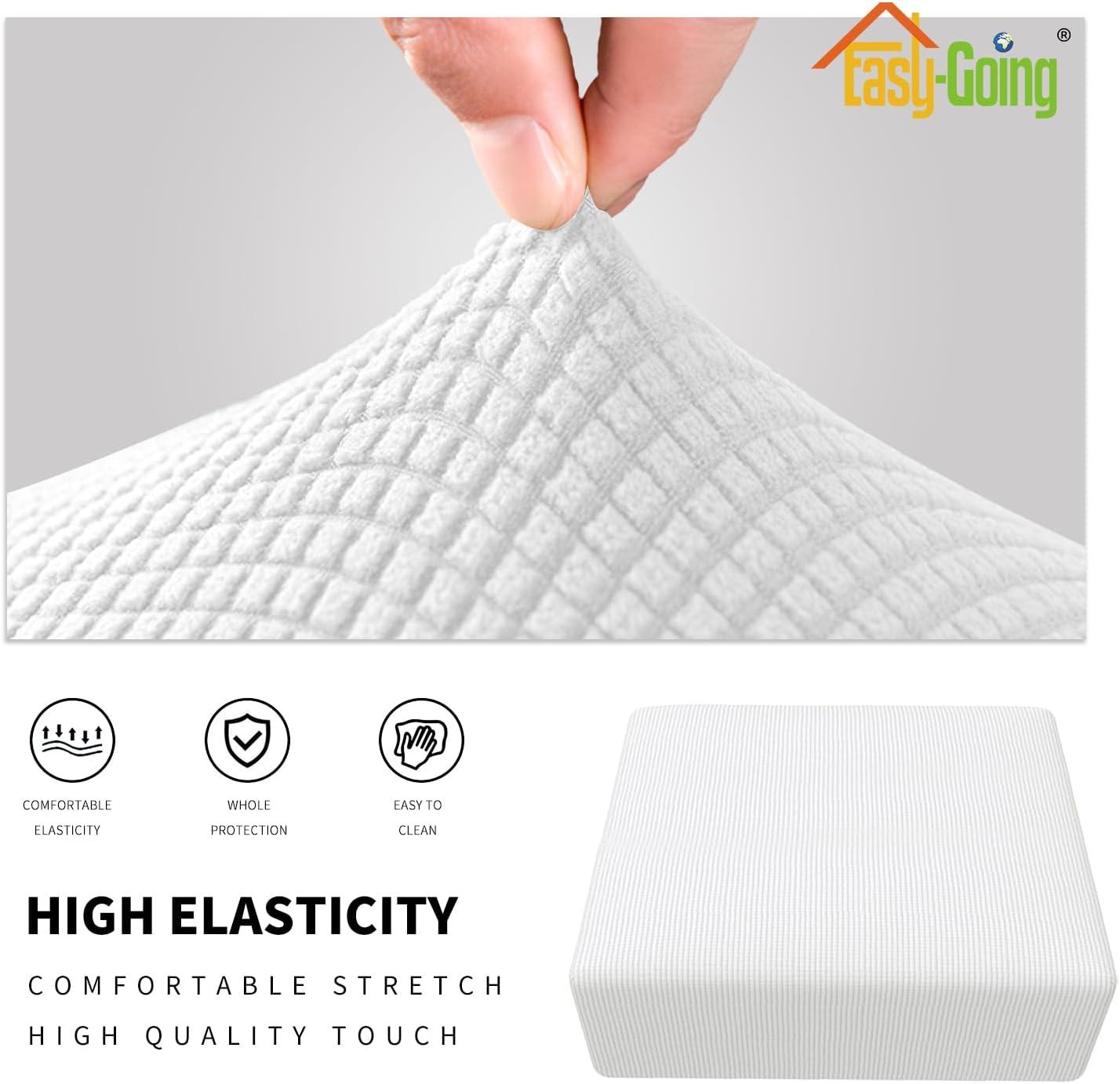 image:imageEasyGoing Stretch Ottoman Cover Length 2030in Folding Storage Stool Furniture Protector Soft Rectangle slipcover with Elastic BottomOttoman SmallDark GreySnow White