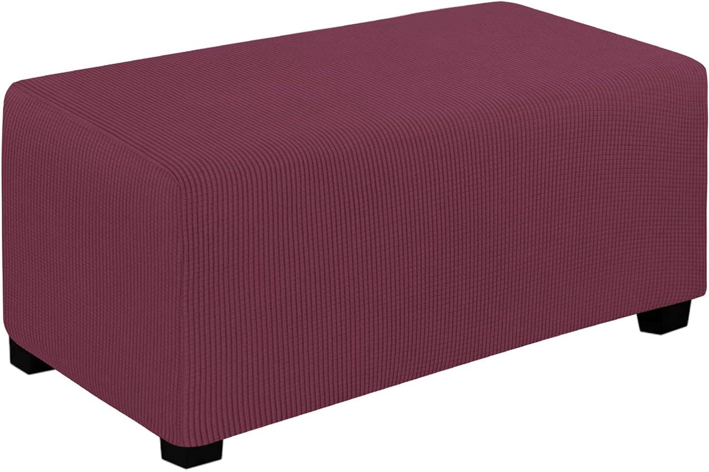 image:imageEasyGoing Stretch Ottoman Cover Length 2030in Folding Storage Stool Furniture Protector Soft Rectangle slipcover with Elastic BottomOttoman SmallDark GreyAsh Rose
