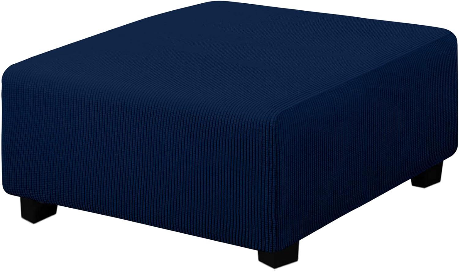 image:imageEasyGoing Stretch Ottoman Cover Length 2030in Folding Storage Stool Furniture Protector Soft Rectangle slipcover with Elastic BottomOttoman SmallDark GreyNavy