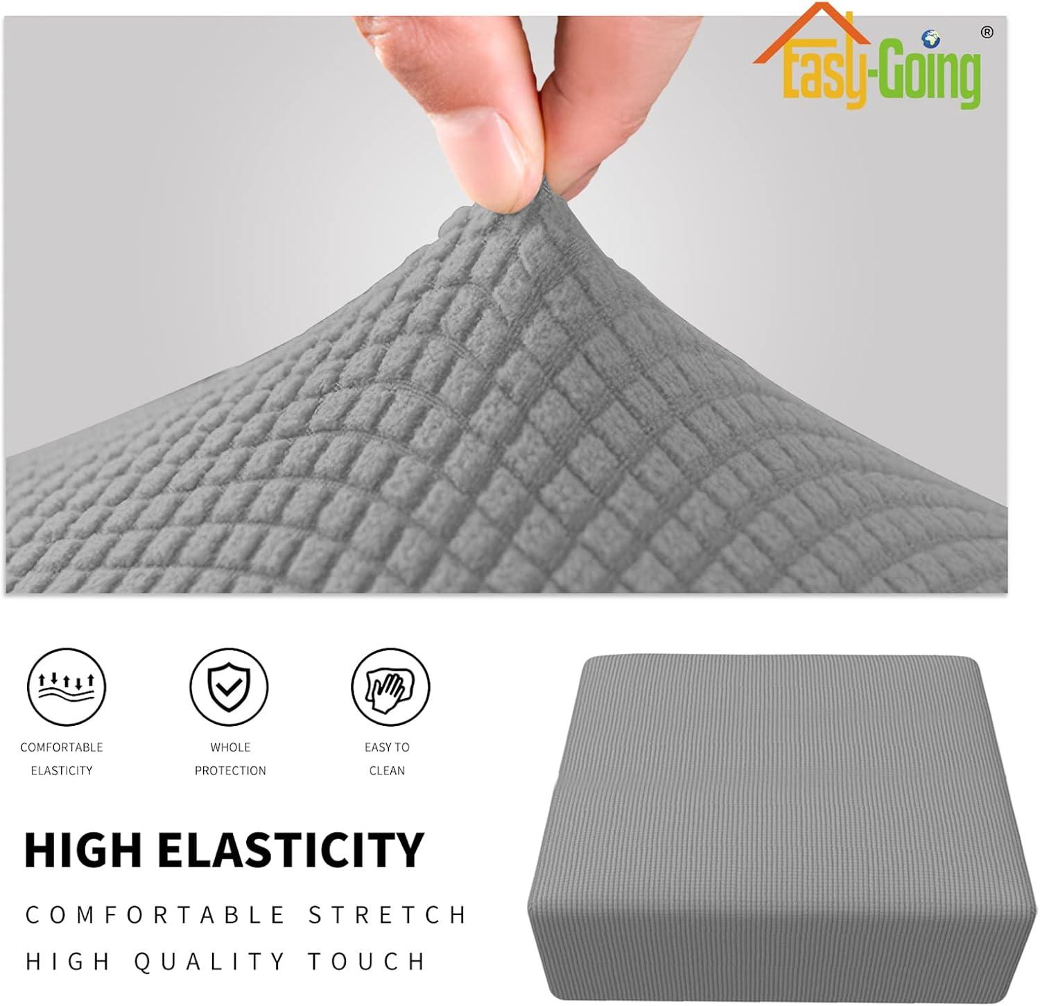 image:imageEasyGoing Stretch Ottoman Cover Length 2030in Folding Storage Stool Furniture Protector Soft Rectangle slipcover with Elastic BottomOttoman SmallDark GreyLight Gray