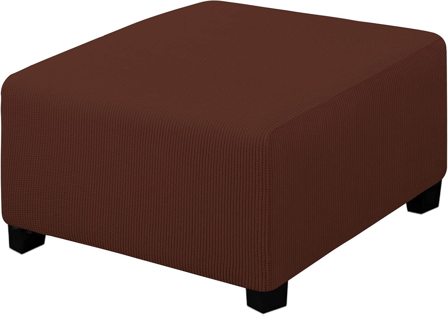image:imageEasyGoing Stretch Ottoman Cover Length 2030in Folding Storage Stool Furniture Protector Soft Rectangle slipcover with Elastic BottomOttoman SmallDark GreyCoffee
