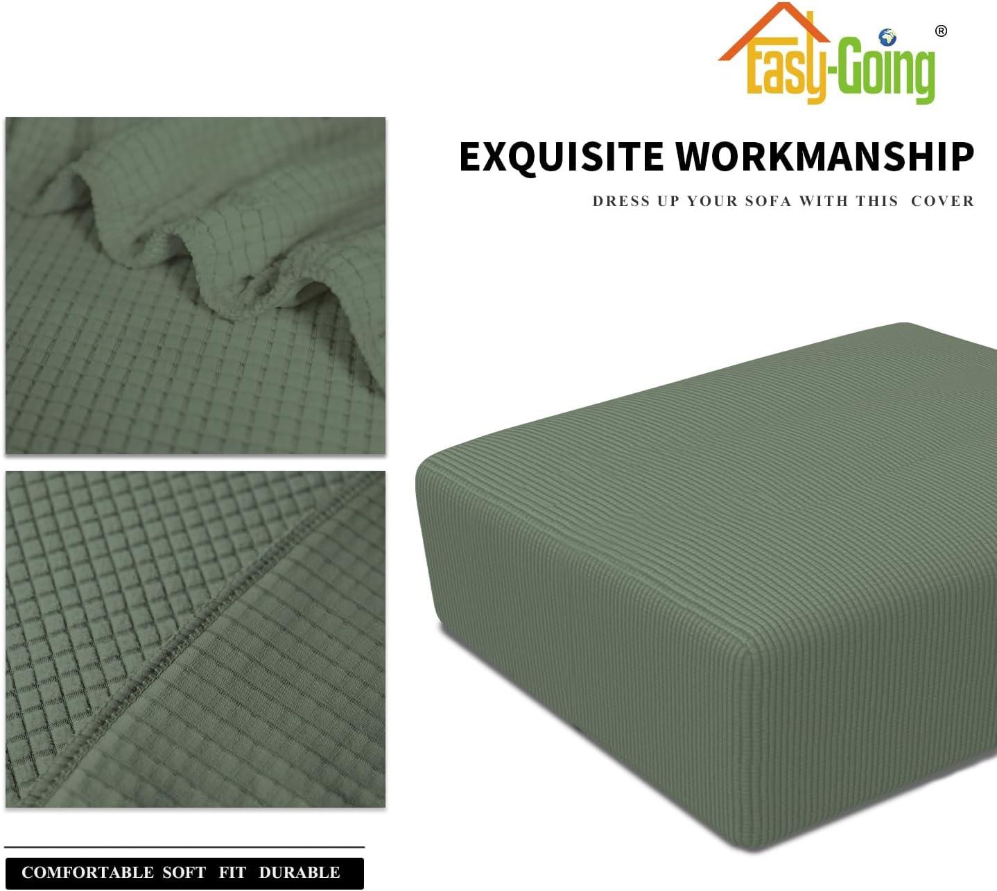 image:imageEasyGoing Stretch Ottoman Cover Length 2030in Folding Storage Stool Furniture Protector Soft Rectangle slipcover with Elastic BottomOttoman SmallDark GreyGreyish Green