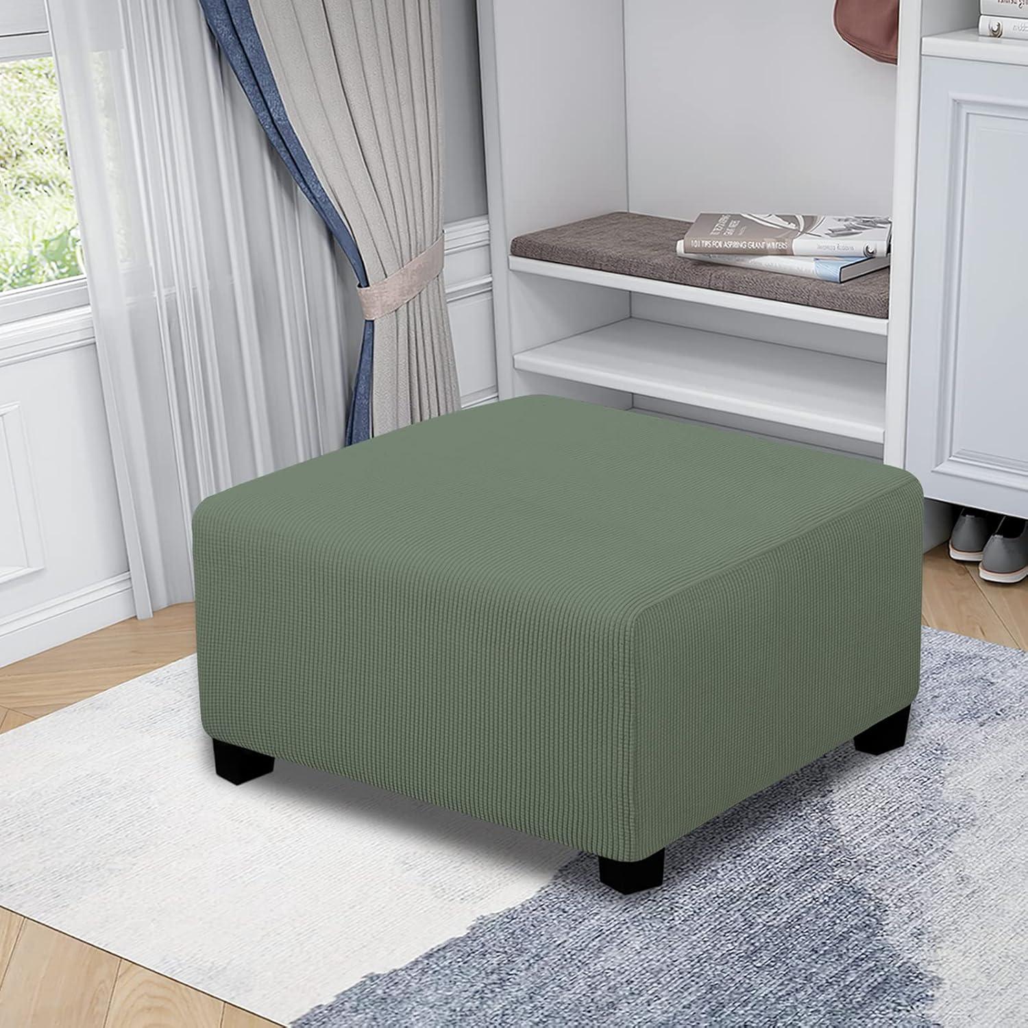 image:imageEasyGoing Stretch Ottoman Cover Length 2030in Folding Storage Stool Furniture Protector Soft Rectangle slipcover with Elastic BottomOttoman SmallDark GreyGreyish Green