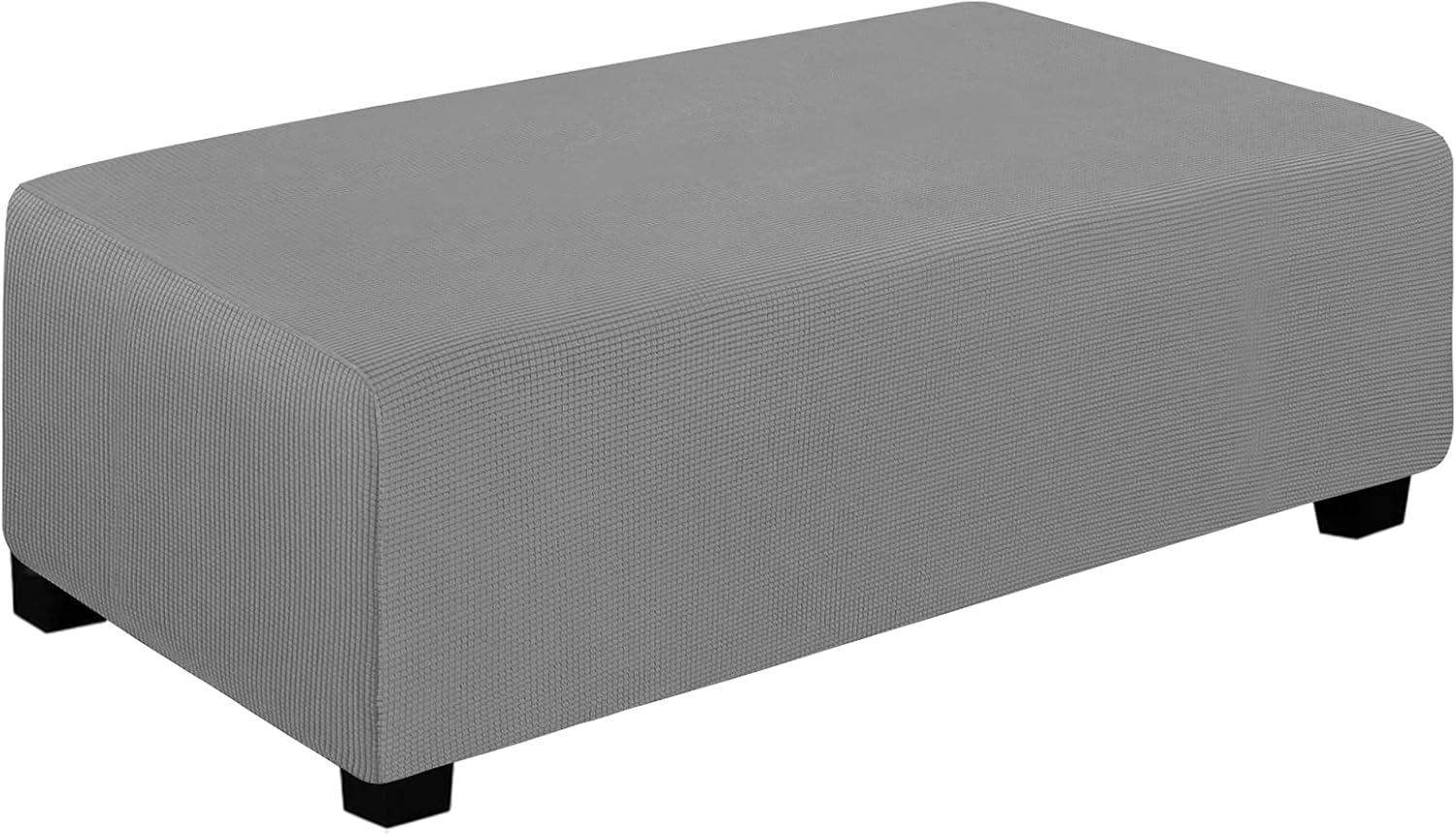 image:imageEasyGoing Stretch Ottoman Cover Length 2030in Folding Storage Stool Furniture Protector Soft Rectangle slipcover with Elastic BottomOttoman SmallDark GreyLight Gray