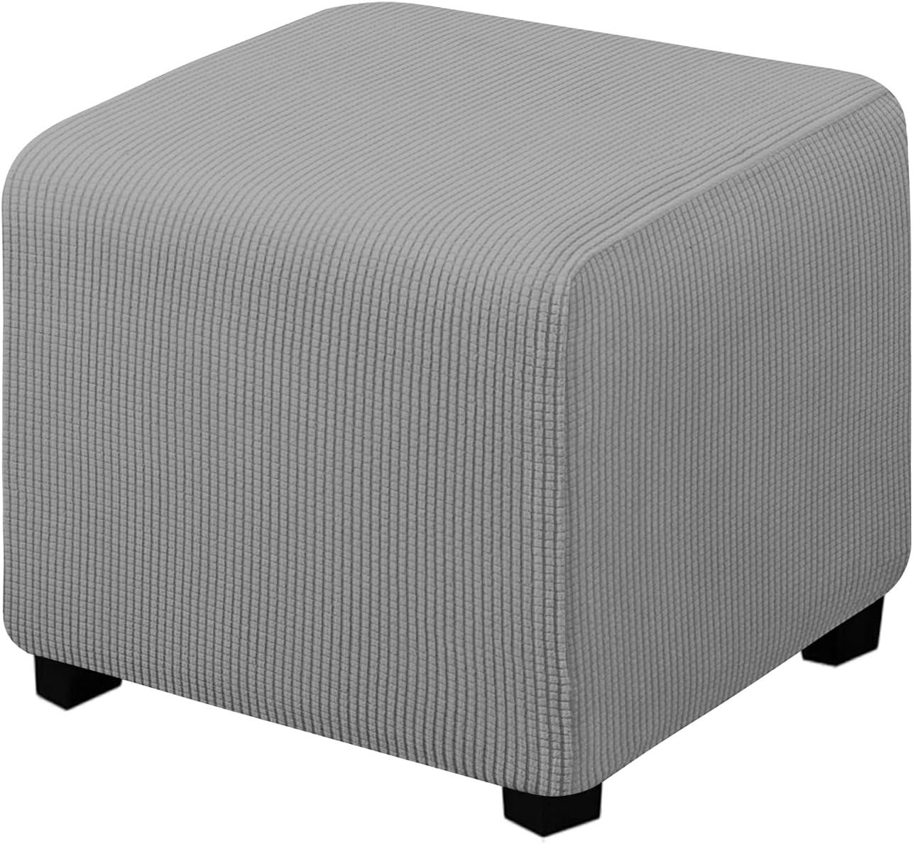 image:imageEasyGoing Stretch Ottoman Cover Length 2030in Folding Storage Stool Furniture Protector Soft Rectangle slipcover with Elastic BottomOttoman SmallDark GreyLight Gray
