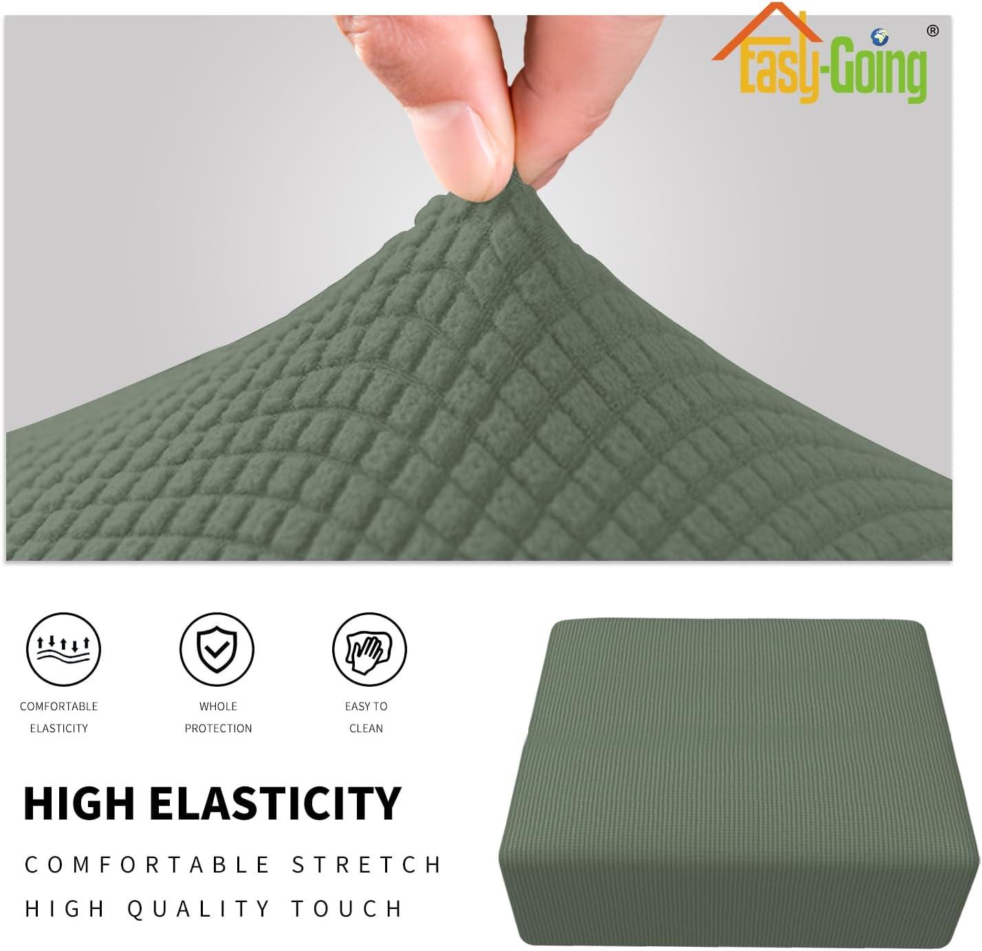 image:imageEasyGoing Stretch Ottoman Cover Length 2030in Folding Storage Stool Furniture Protector Soft Rectangle slipcover with Elastic BottomOttoman SmallDark GreyGreyish Green