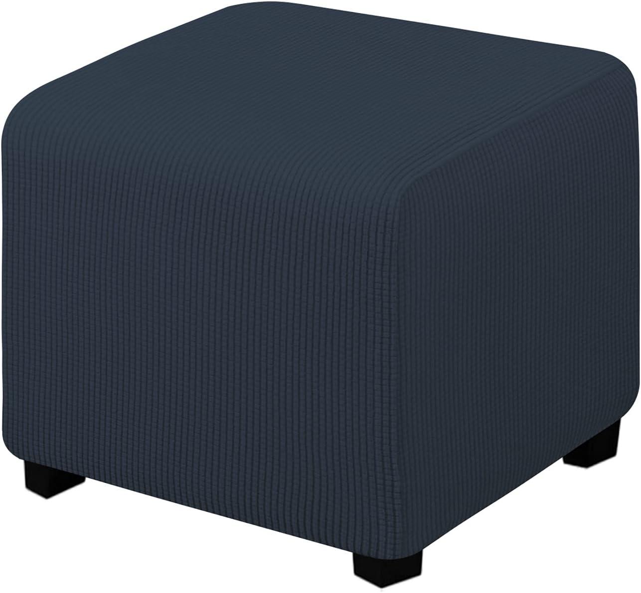 image:imageEasyGoing Stretch Ottoman Cover Length 2030in Folding Storage Stool Furniture Protector Soft Rectangle slipcover with Elastic BottomOttoman SmallDark GreyDark Blue