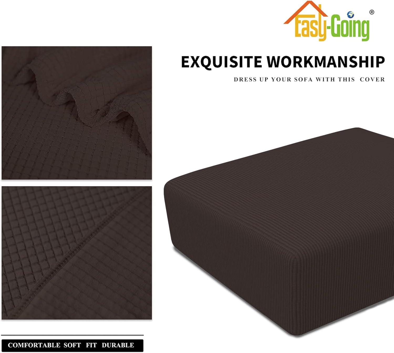 image:imageEasyGoing Stretch Ottoman Cover Length 2030in Folding Storage Stool Furniture Protector Soft Rectangle slipcover with Elastic BottomOttoman SmallDark GreyChocolate