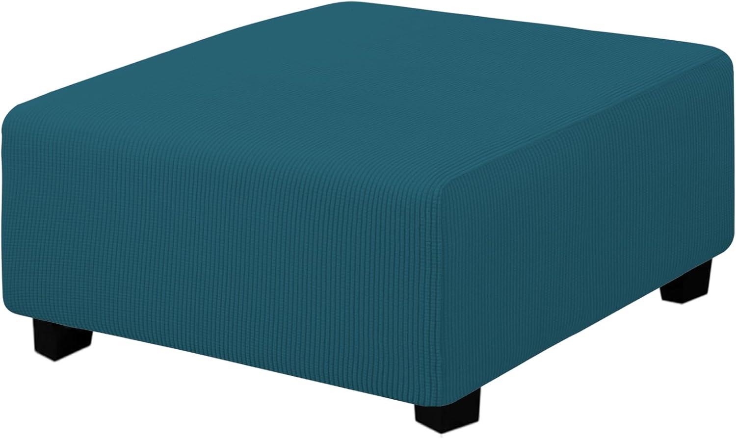image:imageEasyGoing Stretch Ottoman Cover Length 2030in Folding Storage Stool Furniture Protector Soft Rectangle slipcover with Elastic BottomOttoman SmallDark GreyPeacock Blue