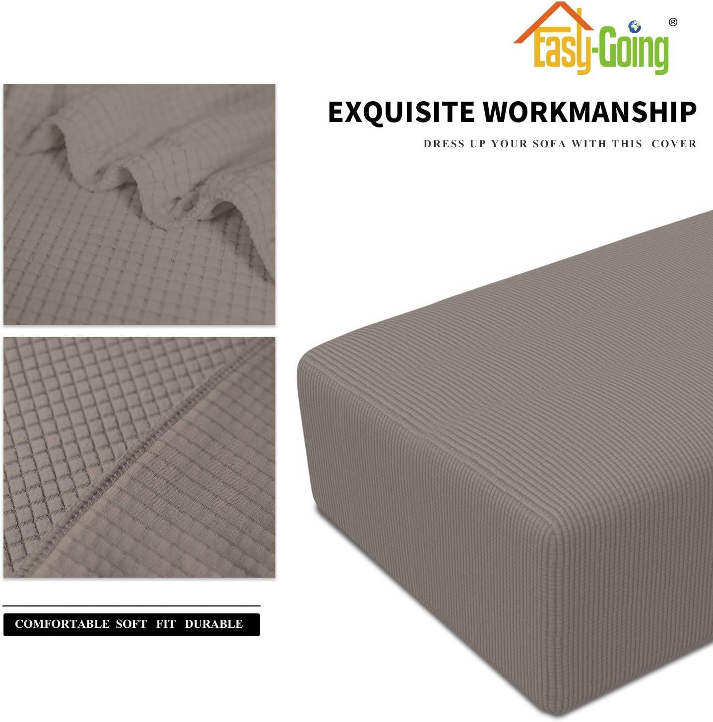 image:imageEasyGoing Stretch Ottoman Cover Length 2030in Folding Storage Stool Furniture Protector Soft Rectangle slipcover with Elastic BottomOttoman SmallDark GreyTaupe