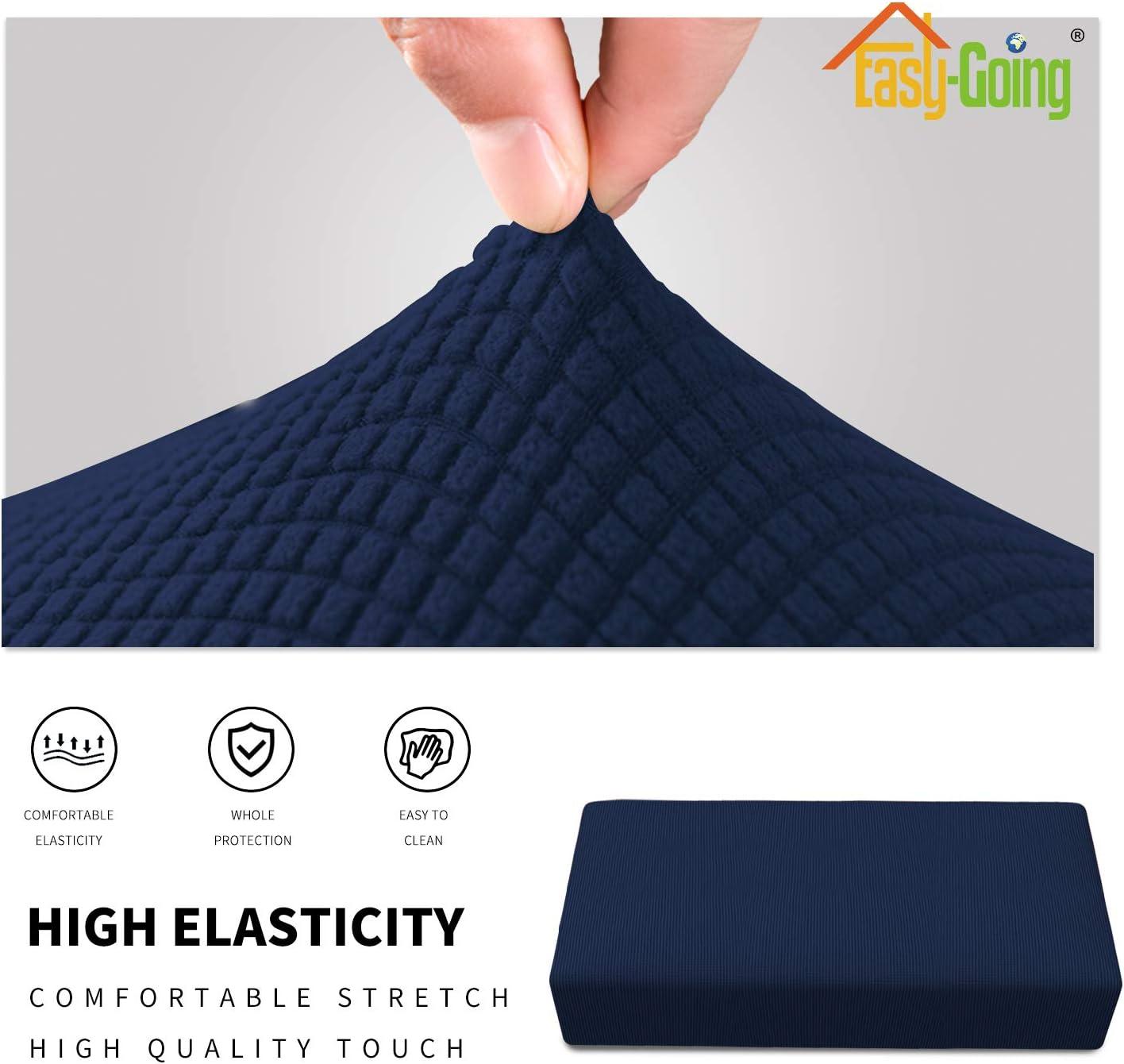 image:imageEasyGoing Stretch Ottoman Cover Length 2030in Folding Storage Stool Furniture Protector Soft Rectangle slipcover with Elastic BottomOttoman SmallDark GreyNavy