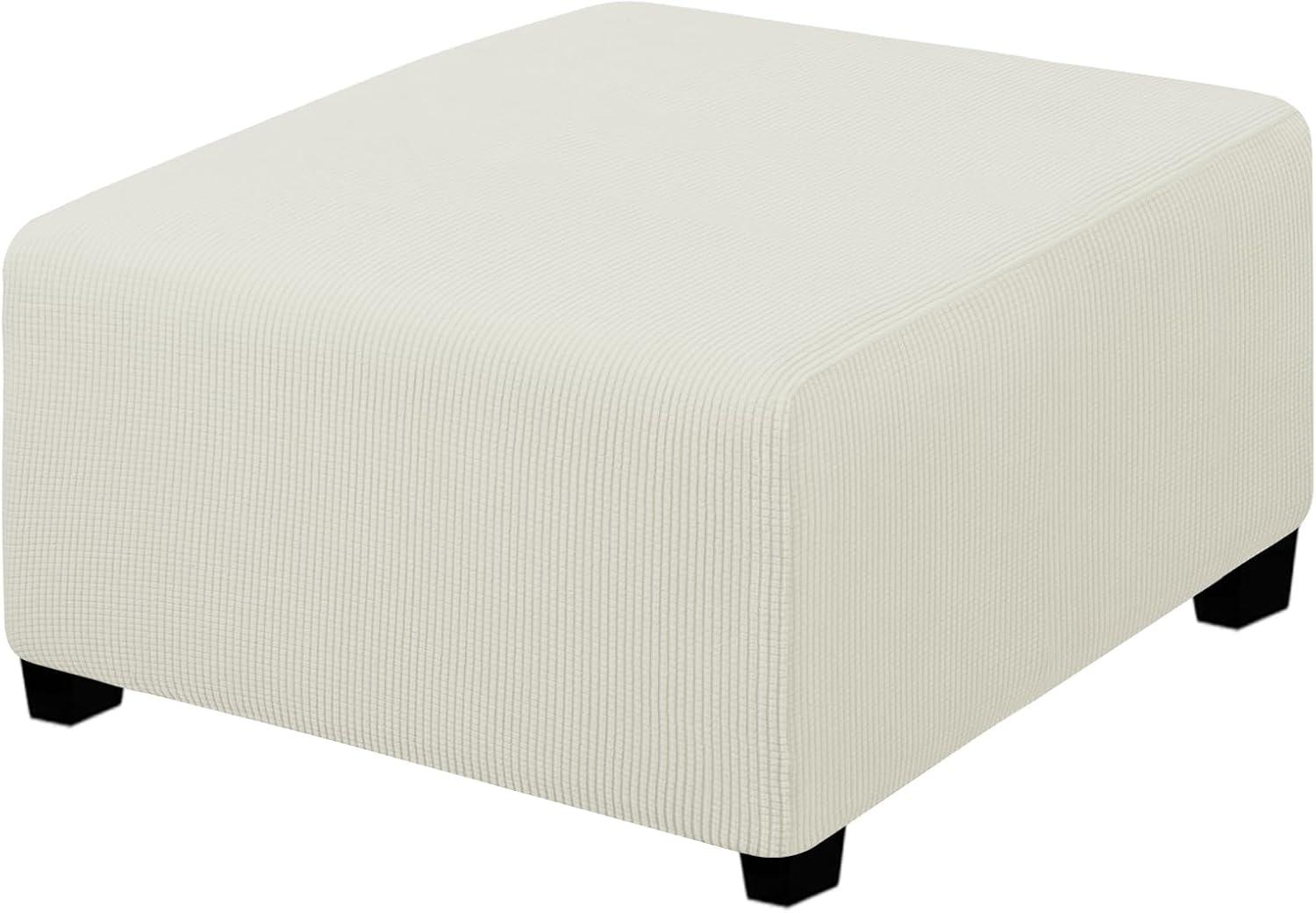image:imageEasyGoing Stretch Ottoman Cover Length 2030in Folding Storage Stool Furniture Protector Soft Rectangle slipcover with Elastic BottomOttoman SmallDark GreyCream