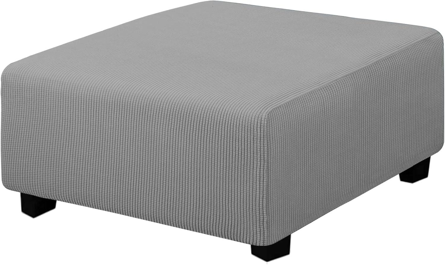 image:imageEasyGoing Stretch Ottoman Cover Length 2030in Folding Storage Stool Furniture Protector Soft Rectangle slipcover with Elastic BottomOttoman SmallDark GreyLight Gray